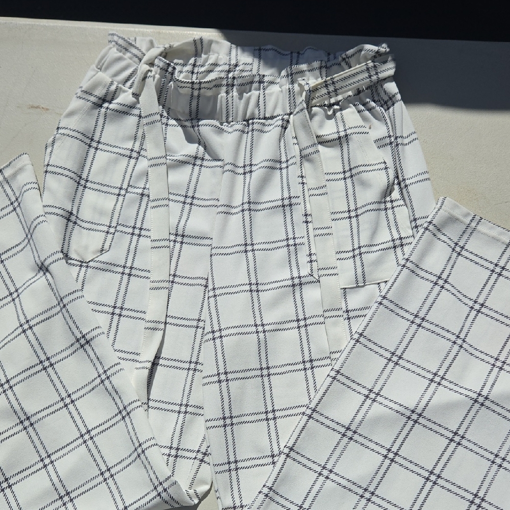 Stylish White Checkered Women's Pants